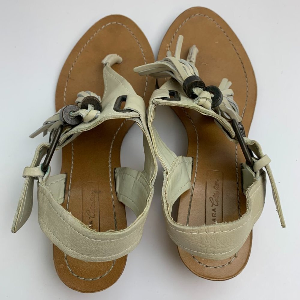 Zara Collection Cream Boho Sandals With Tassels - Picture 3 of 8